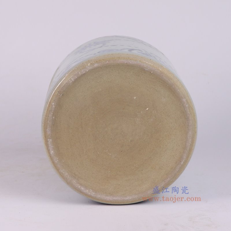 RZSX01-F仿古脚踩泥青花花卉笔筒香炉底部图
