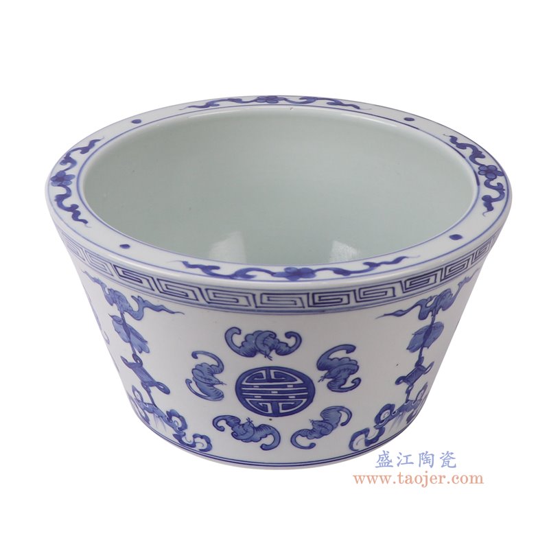 RXCS05-A青花蝙蝠纹缸俯视图