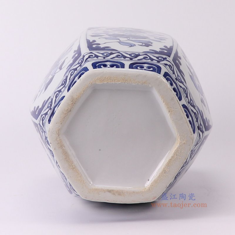 RYKB178-A青花花叶纹六方花瓶底部图