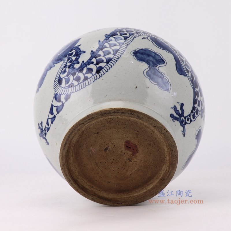 RZFB46-A青花龙纹圆罐底部图