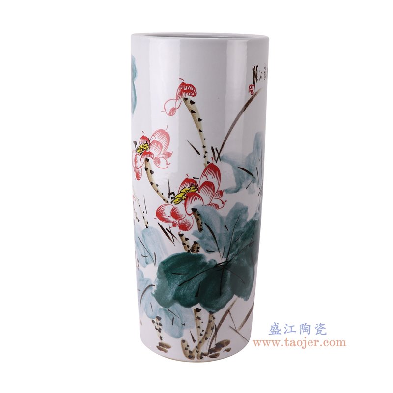 RZQZ03-A彩绘荷花箭筒伞筒侧面图
