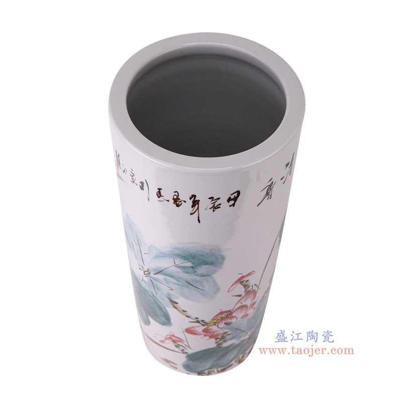 RZQZ03-A彩绘荷花箭筒伞筒正面图