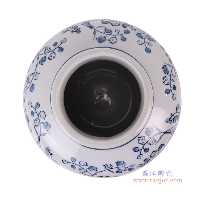 RXAY18-A青花花叶纹冬瓜罐顶部图