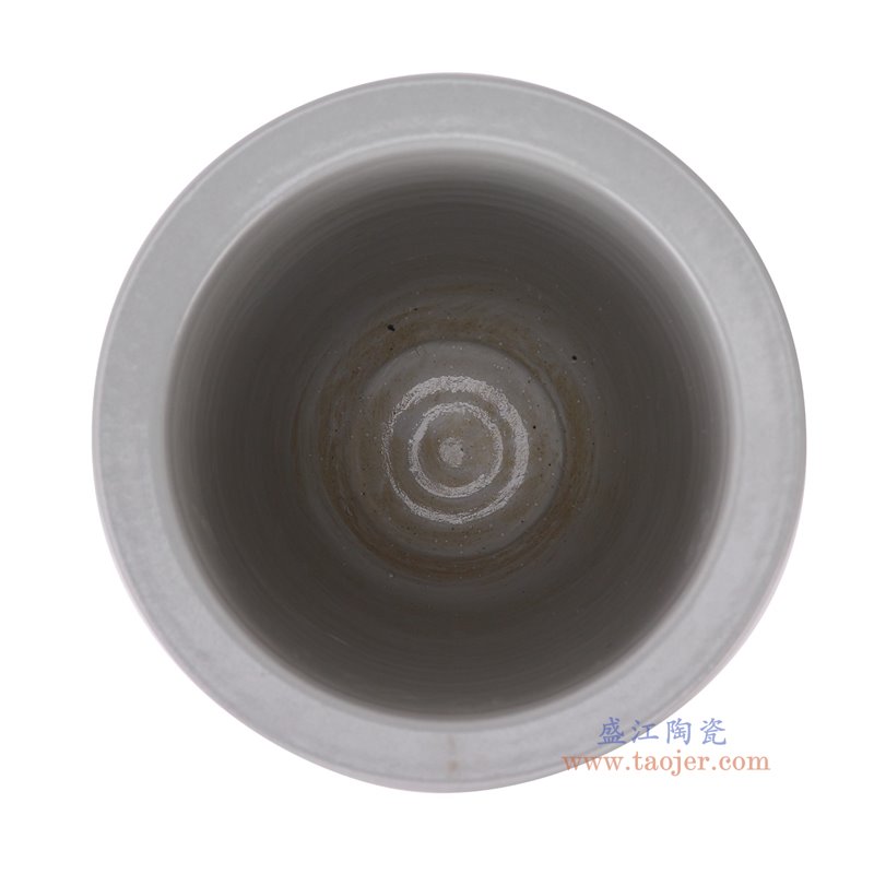 RZSX139-A仿古脚踩泥青花铁锈红龙纹高脚花盆顶部图