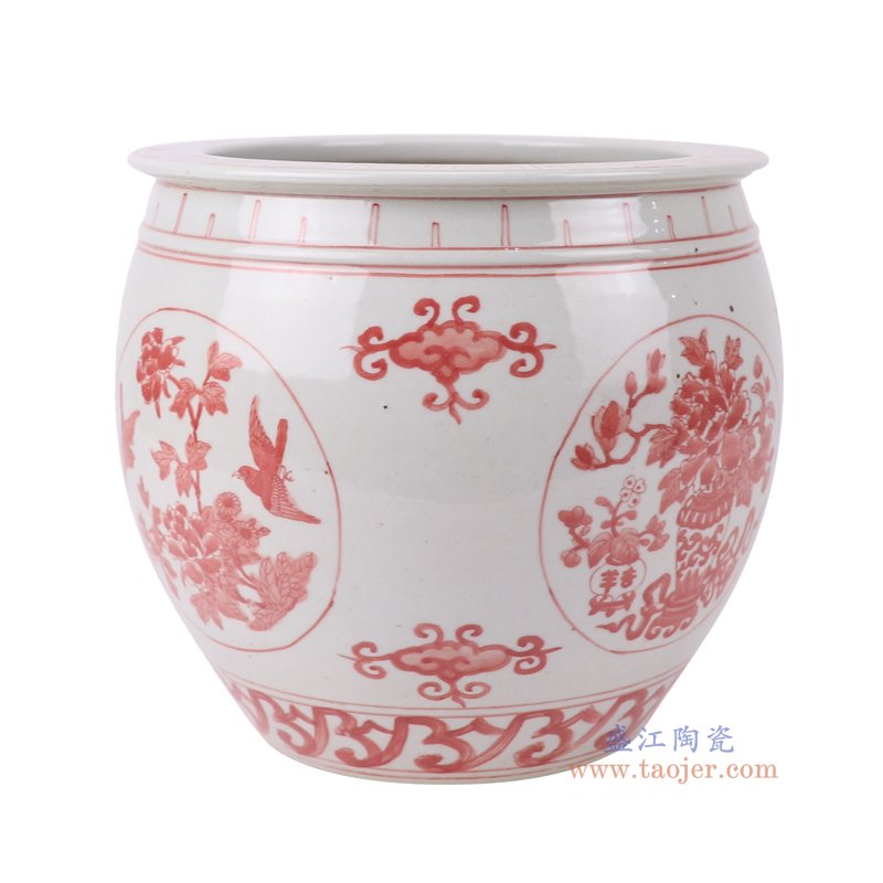 RZPI101-C釉里红开窗花鸟缸侧面图