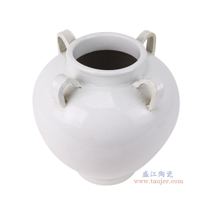 RZPI102-A白色四耳大罐俯视图