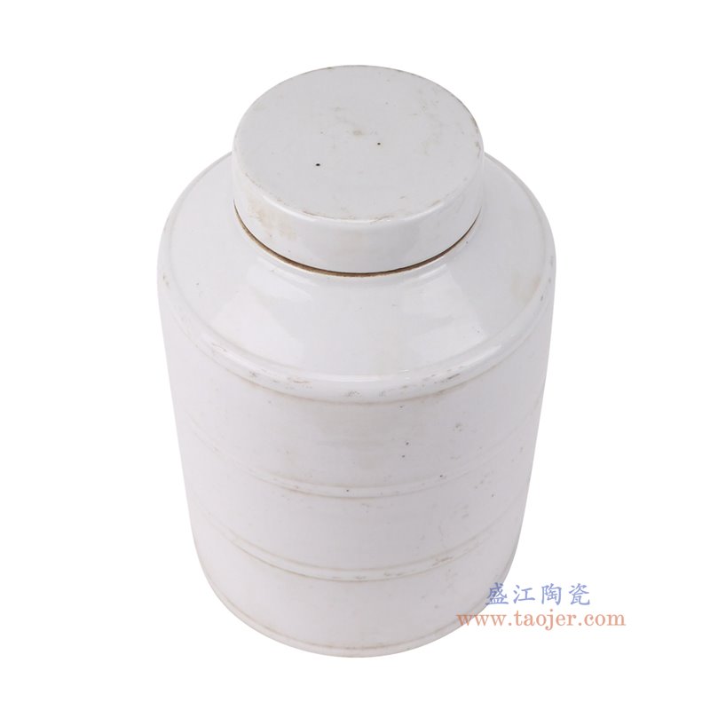 RZPI19-B白色竹节直筒茶叶罐俯视图