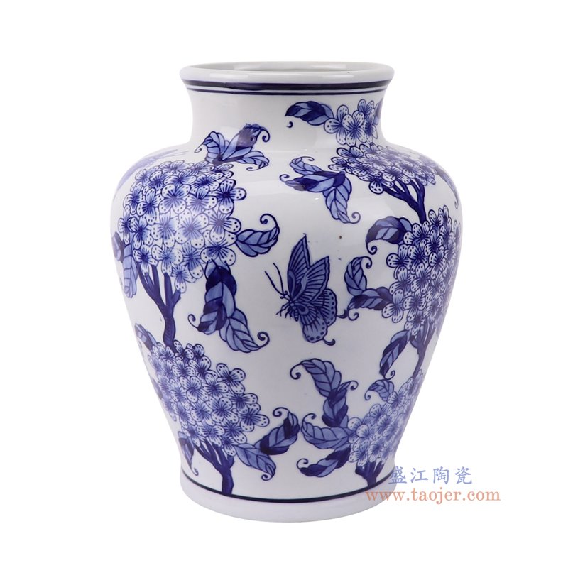 RXAE-FL23-339青花花蝶纹大肚鱼尾瓶侧面图