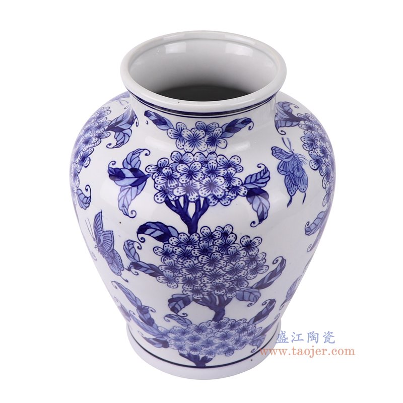 RXAE-FL23-339青花花蝶纹大肚鱼尾瓶俯视图