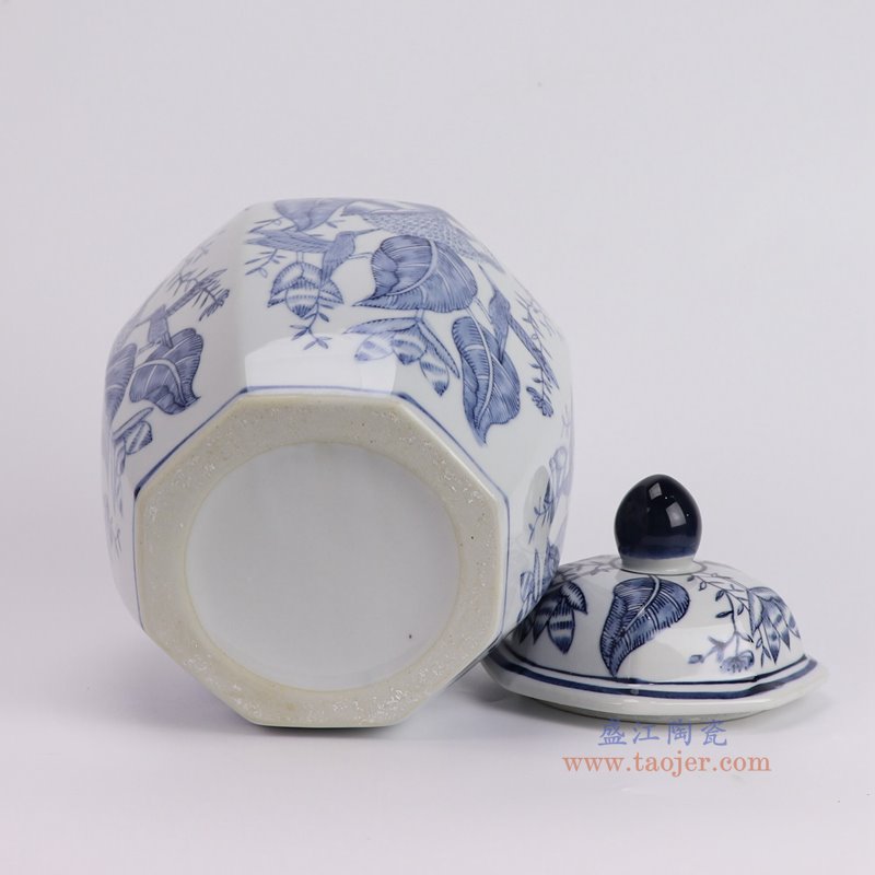 RXCF-LH1121-B青花花鸟将军罐底部图