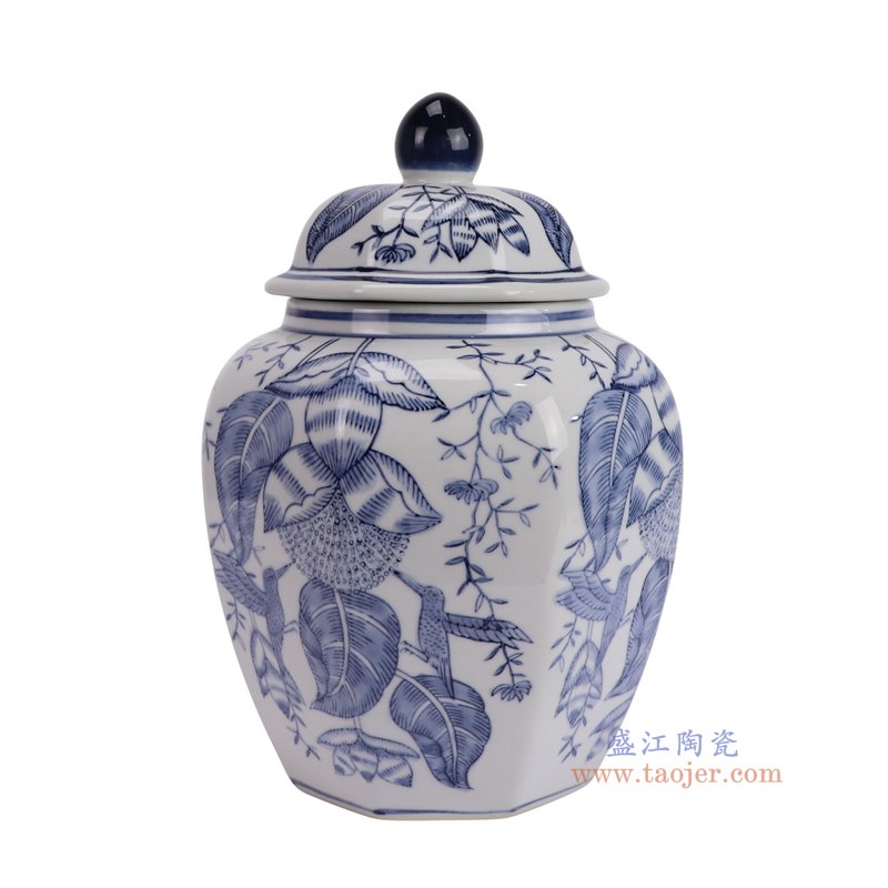 RXCF-LH1121-B青花花鸟将军罐侧面图