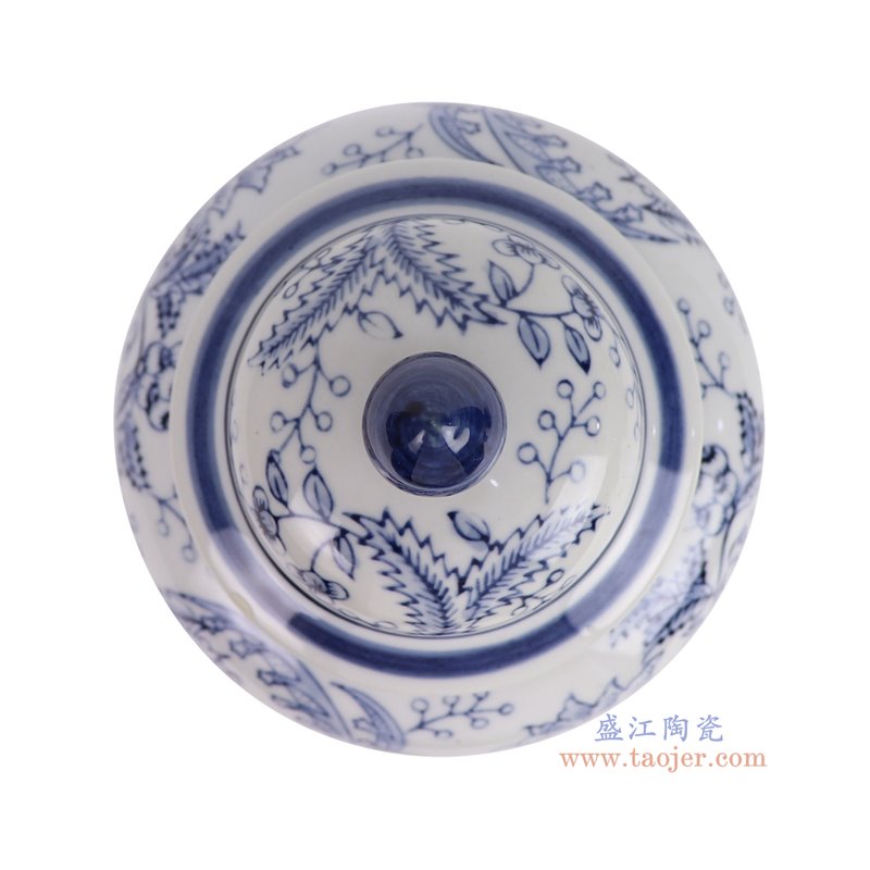 RXCF-LH210青花鹦鹉花鸟纹将军罐顶部图