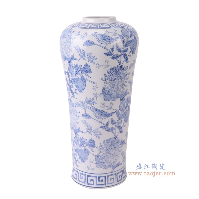 RXCF04-A青花花鸟冬瓜瓶侧面图