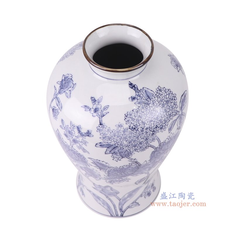RXCF05-B青花花叶纹梅瓶俯视图