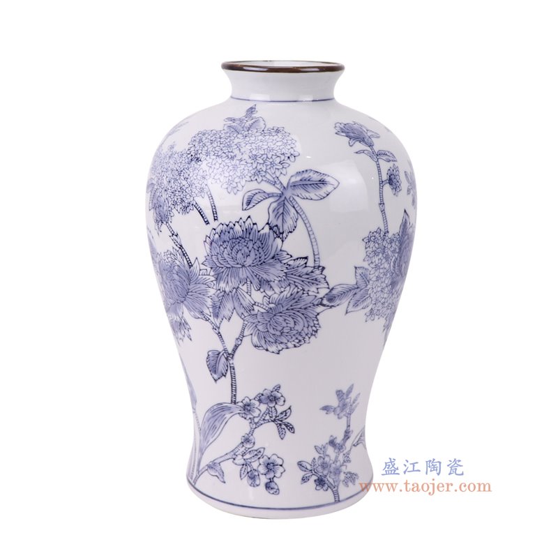 RXCF05-B青花花叶纹梅瓶侧面图