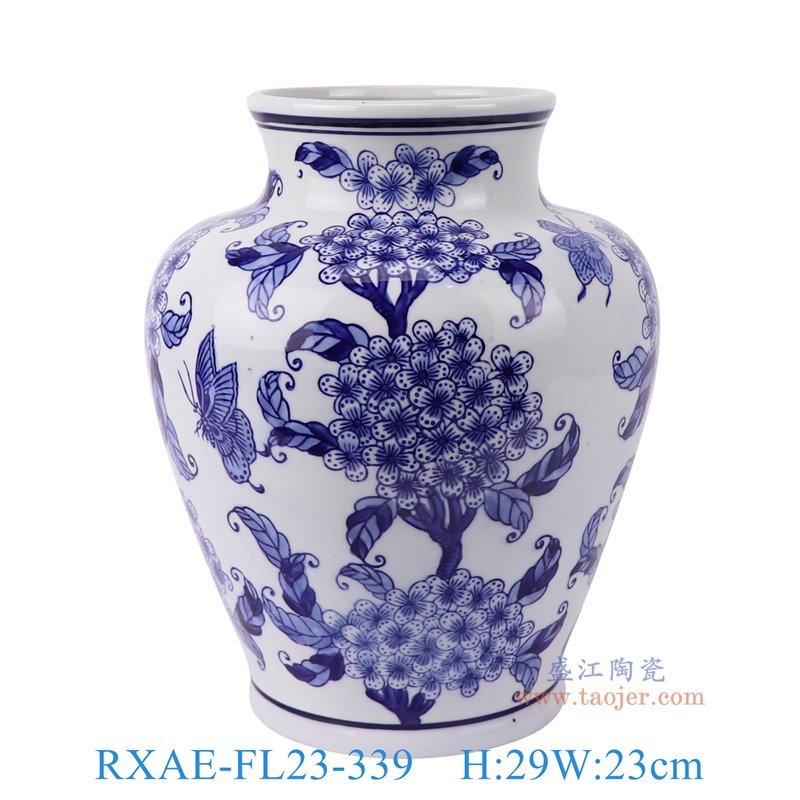 RXAE-FL23-339青花花蝶纹大肚鱼尾瓶正面图