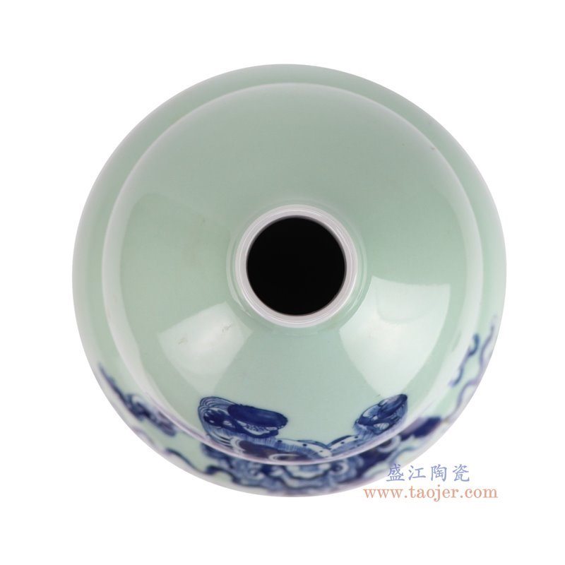 RXBB01-A-XL青花狮子戏球纹葫芦瓶顶部图