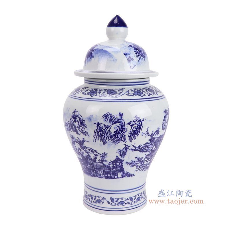 RYUJ22-B青花山水将军罐侧面图