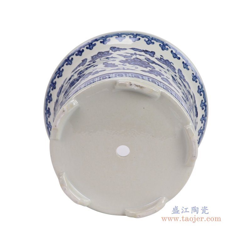 RZAJ20-A青花缠枝莲三足花盆底部图