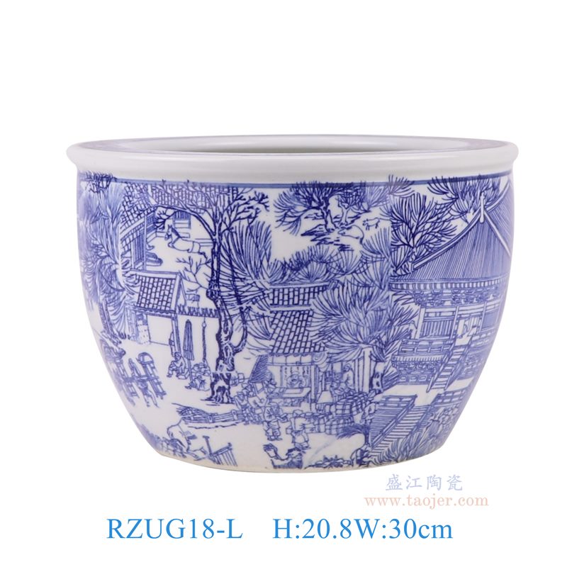 青花清明上河图花盆鱼缸大号