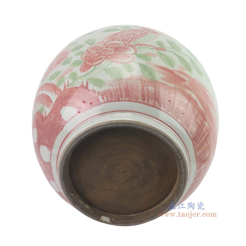 斗彩花鸟圆罐底部