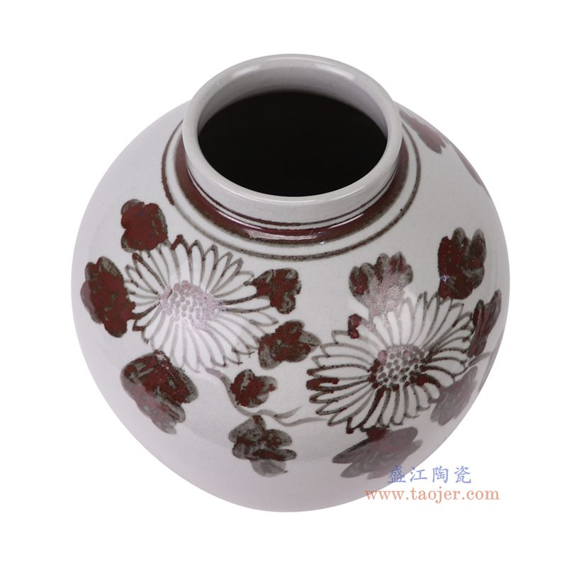 RZSX145-A  铁锈红菊花纹花瓶罐子