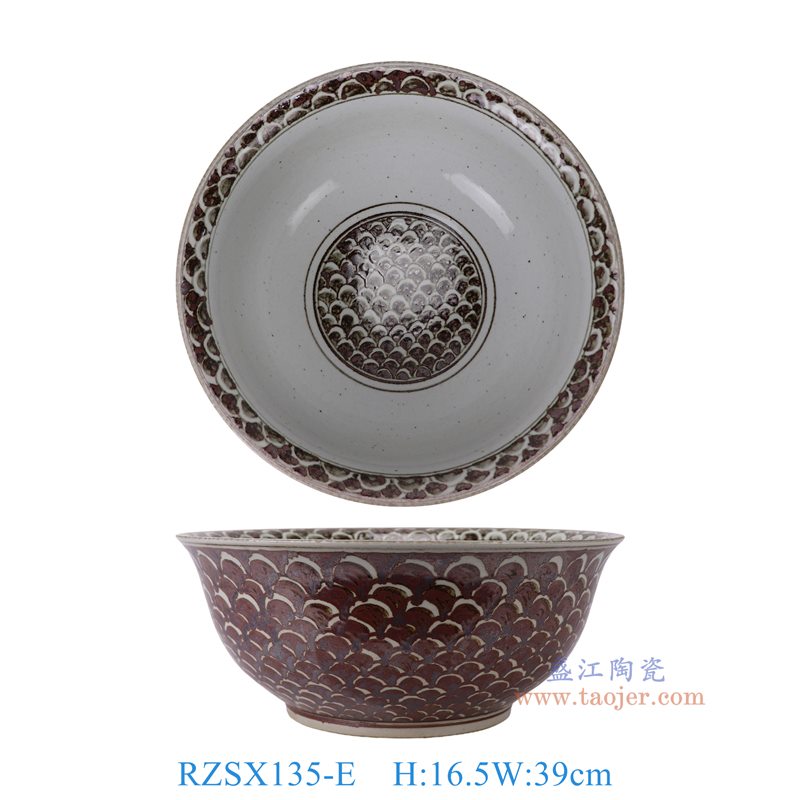 RZSX135-E 铁锈红海水纹大碗