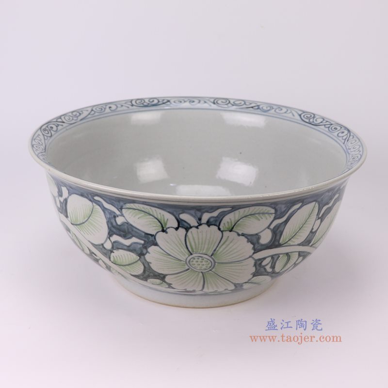 RZSX135-D青花花叶纹大碗正面
