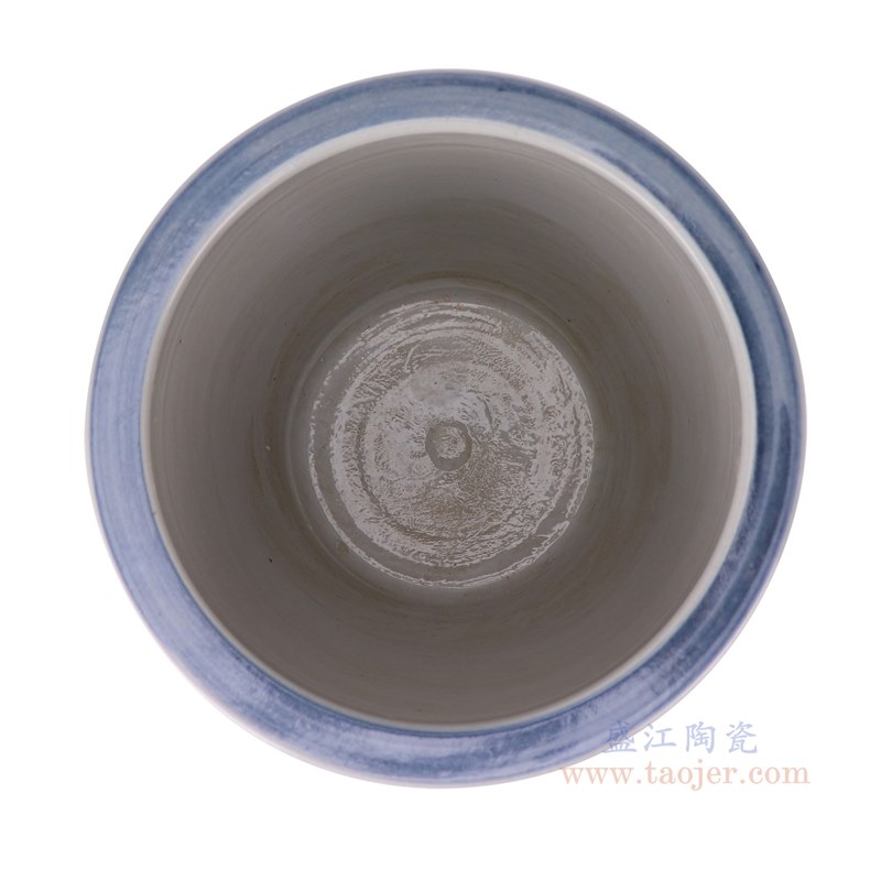 RZSX03-D  青花绿色仙鹤纹花盆缸   俯视图