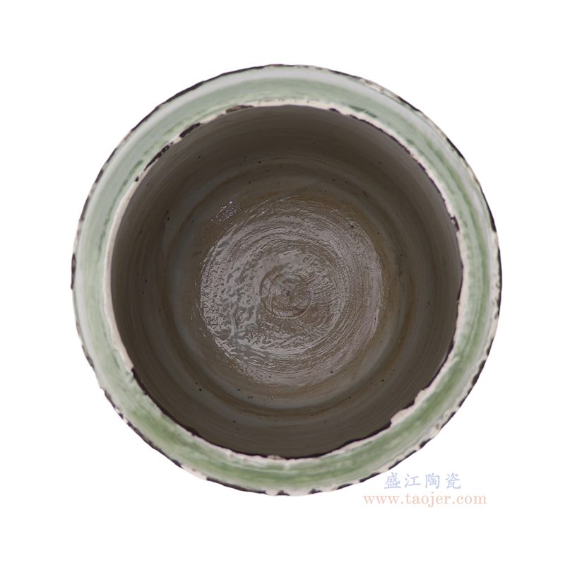 RZSX09-K景德镇手绘写意绿色铜钱纹笔筒香炉