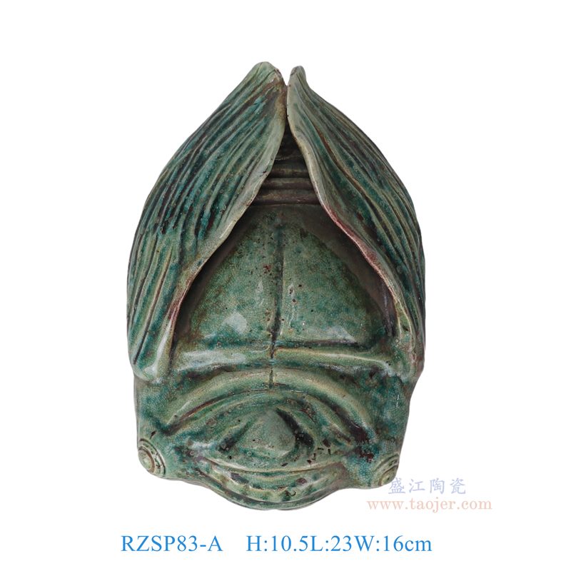 RZSP83-A陶瓷颜色釉窑变绿色蝉知了雕塑