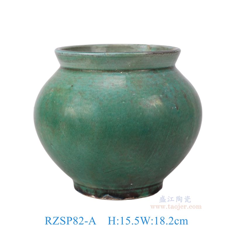 RZSP82-A颜色釉窑变绿色圆罐花瓶