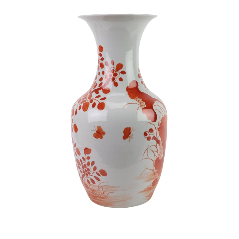 RZTX17-B  红色荷花梅花赏瓶 