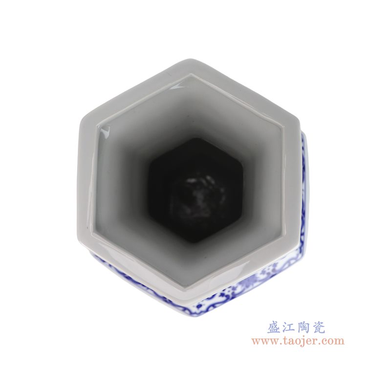 RZGM27-A 青花缠枝莲六方花瓶  