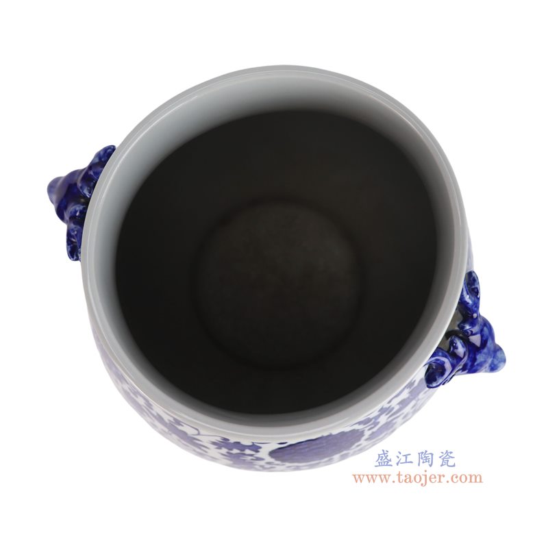 RZGM28-A 青花缠枝莲鹿耳福桶   