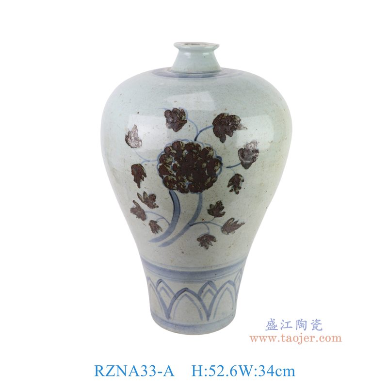 RZNA33-A 青花釉里红牡丹梅瓶  