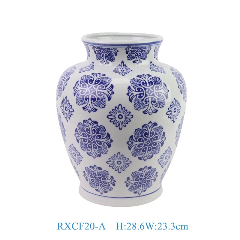 RXCF20-A 青花花卉大肚罐花瓶 