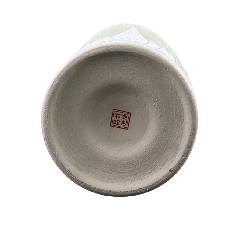 RYZG46-B-NEW 粉彩绿色白菜箭筒伞筒   