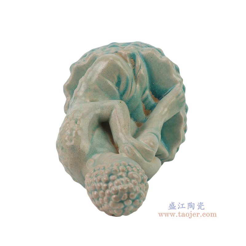 RZLN27-B 唐三彩青釉坐佛雕塑   