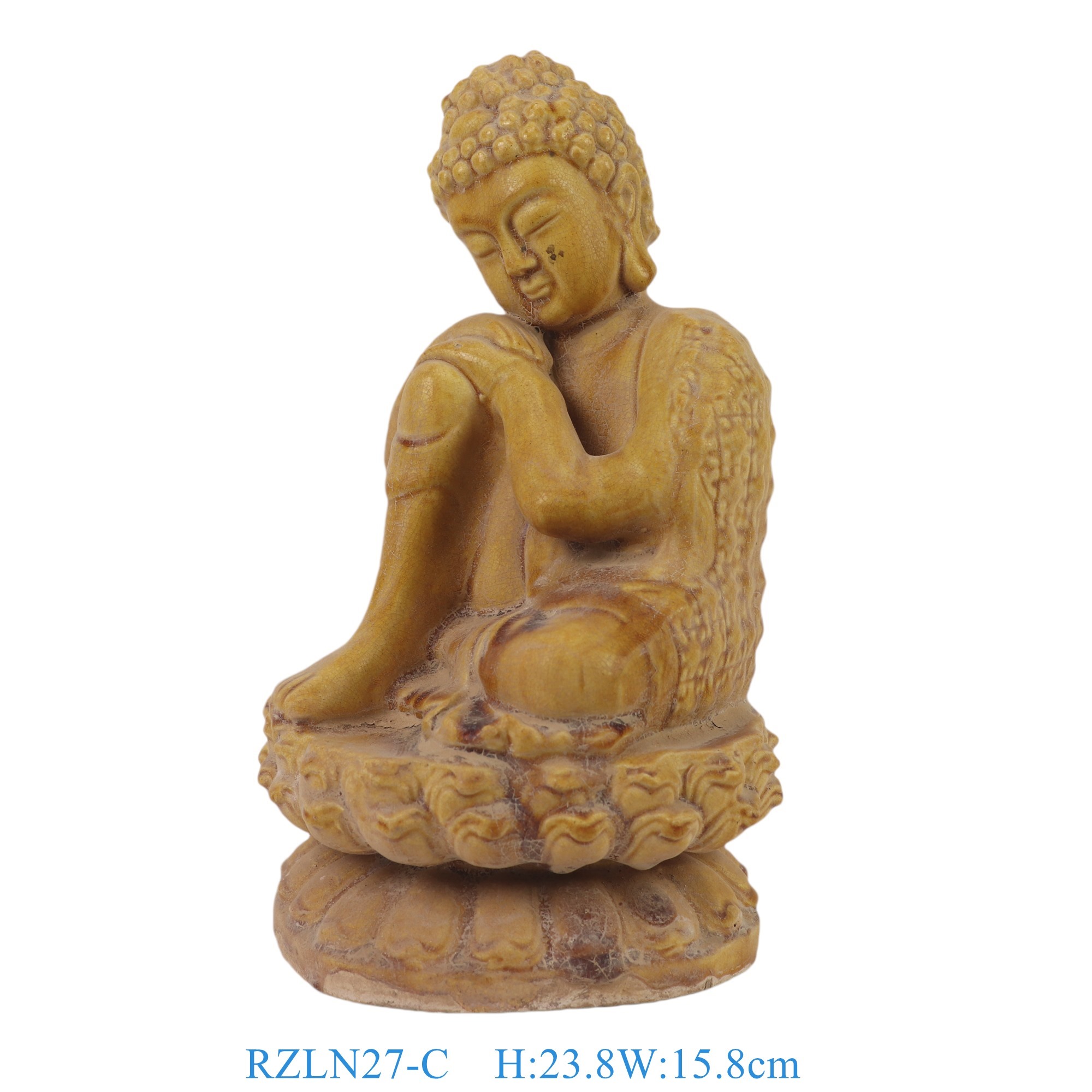 RZLN27-C 唐三彩黄色坐佛雕塑   