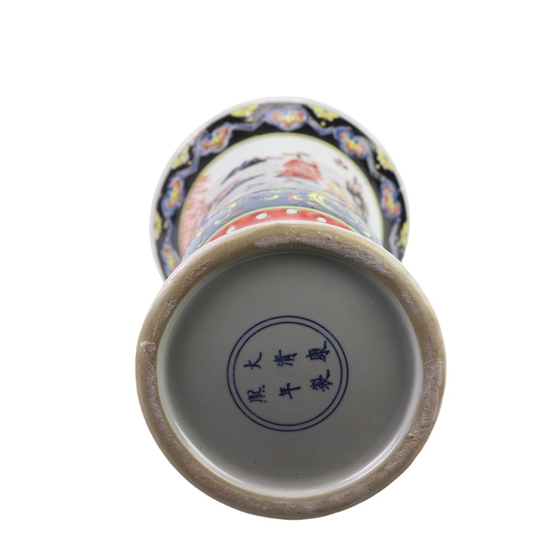 RZFA59-A 粉彩缠枝牡丹人物花觚瓶   