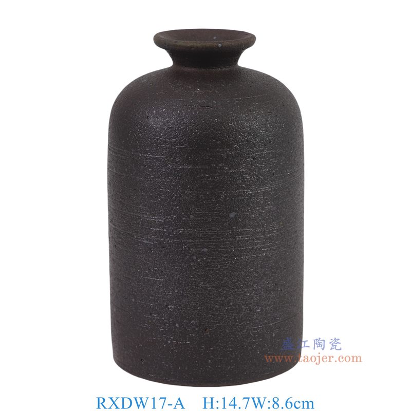 RXDW17-A 黑色粗陶收口花瓶   