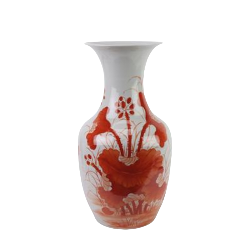 RZTX17-B  红色荷花梅花赏瓶 