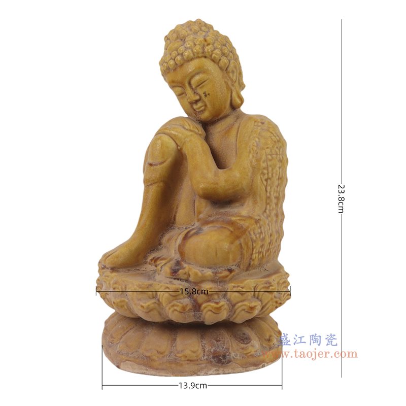 RZLN27-C 唐三彩黄色坐佛雕塑   