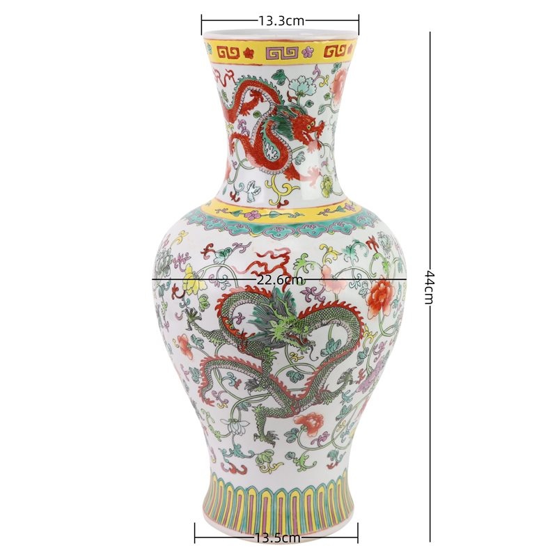 RZFA58-A 粉彩龙纹鱼尾瓶 