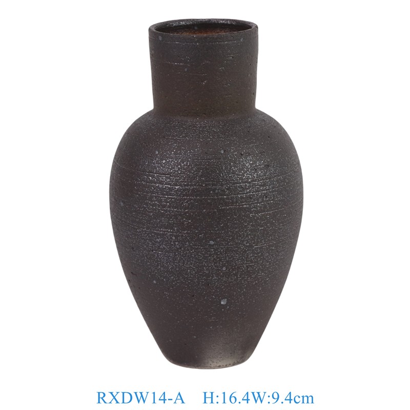 RXDW14-A 黑色粗陶花瓶