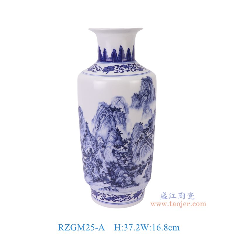 RZGM25-A 青花山水冬瓜瓶   