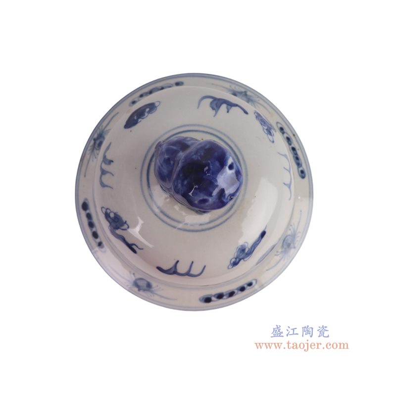 RZKM17-A 青花龙纹狮子头将军罐   