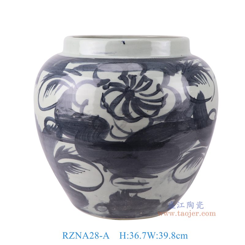 RZNA28-A 黑色太阳花纹大肚罐   