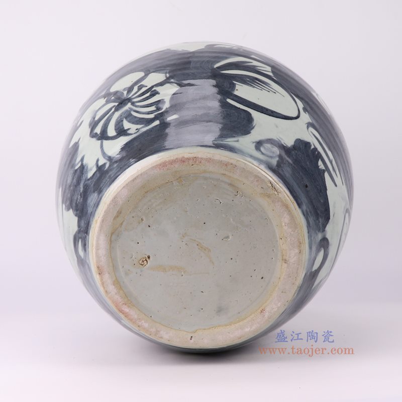 RZNA28-A 黑色太阳花纹大肚罐   